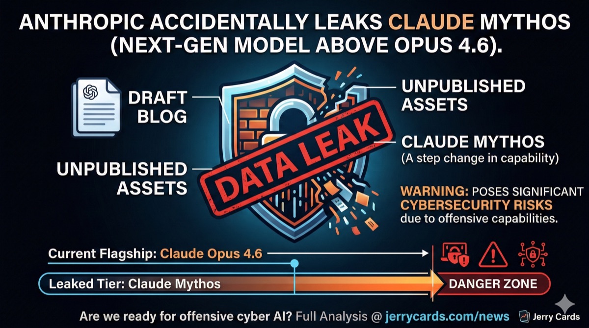 Anthropic Claude Mythos data leak infographic showing the broken vault concept and cybersecurity risk warnings