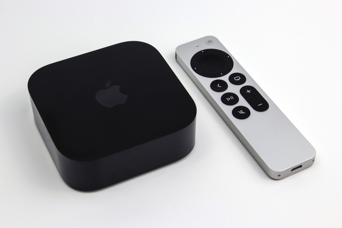 An Apple TV 4K (3rd generation, 2022) set-top box beside its Siri Remote - the current model the reported 2026 A17 Pro upgrade would replace